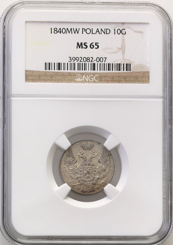 Polska XIX w. / Rosja. 10 groszy 1840 MW NGC MS65